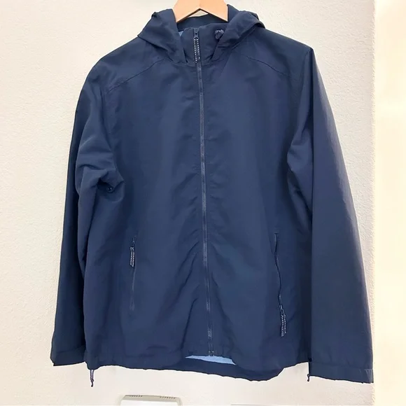 Lands End women’s Rain Jacket wind breaker large navy - Picture 1 of 11